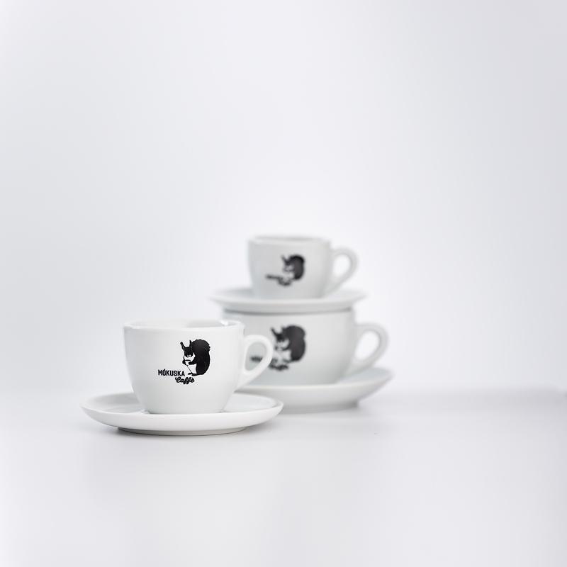Kaffee- und Espressotassen verschiedene Größen Mókuska Kaffeerösterei Set